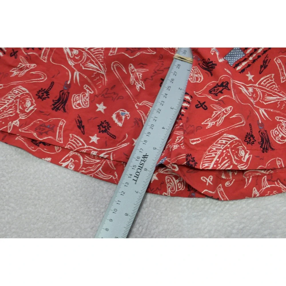 Columbia PFG Fishing Swim Trunks Shorts Mens Medium Red Patriotic Flag Marlin